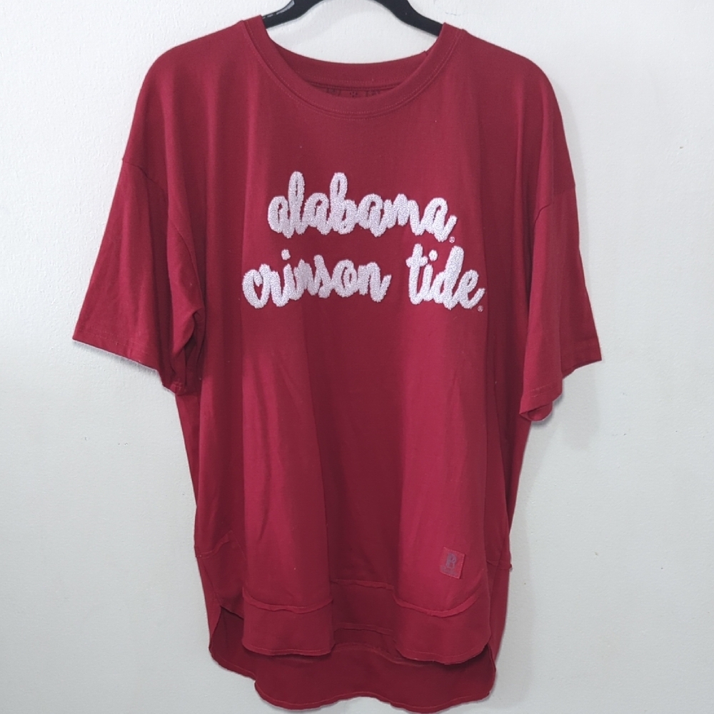 Pressbox Alabama Crimson Tide Chelsea Chenille Script T-shirt Women's Size XL